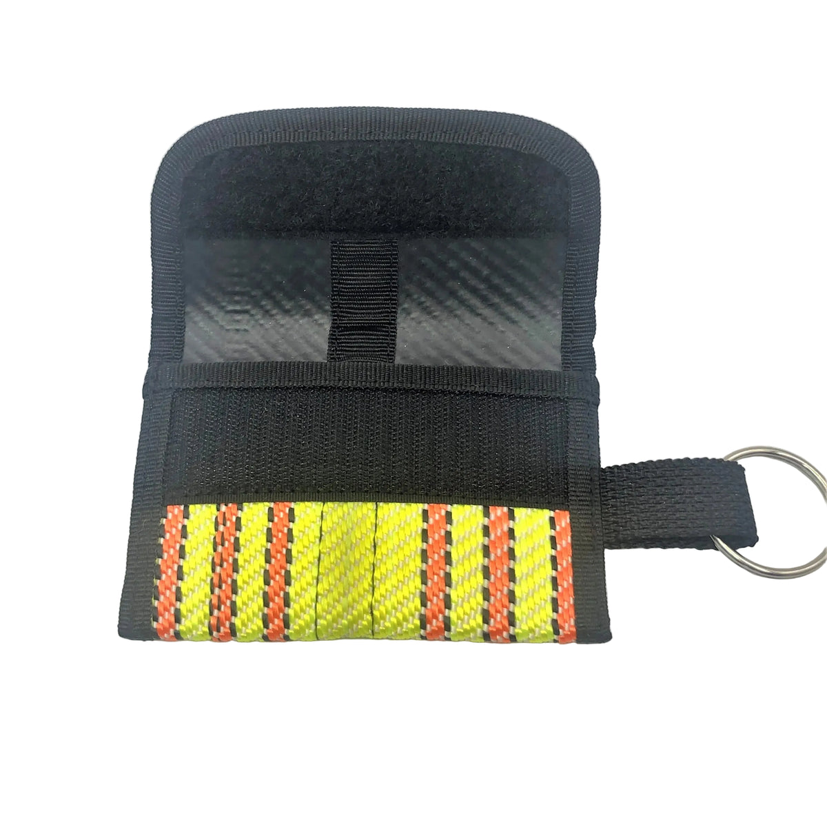 Schlüsseltasche aus recyceltem Feuerwehrschlauch.