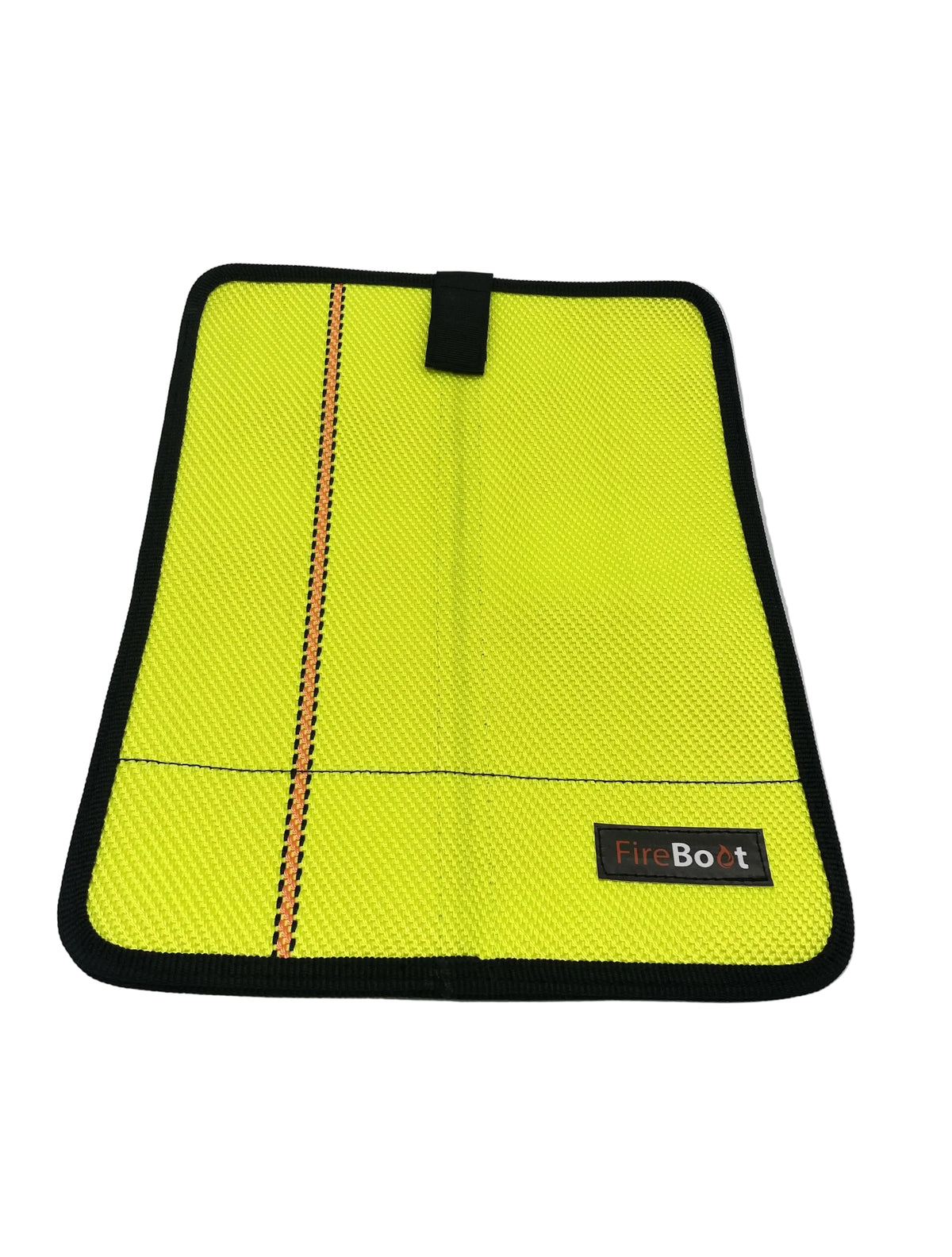 Tablet Hülle XL Neon mit orangen Streifen aus Feuerwehrschlauch, vorne