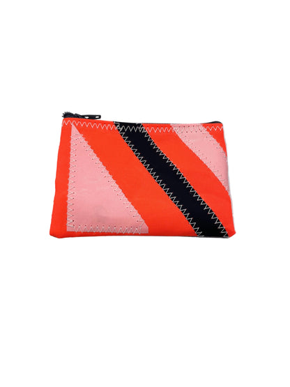 Mini Portemonnaie S in Neonorange mit Applikationen in weiß und schwarz.
