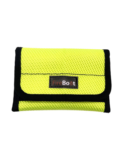 Schlüsseltasche M aus recyceltem Feuerwehrschlauch in Neongelb.